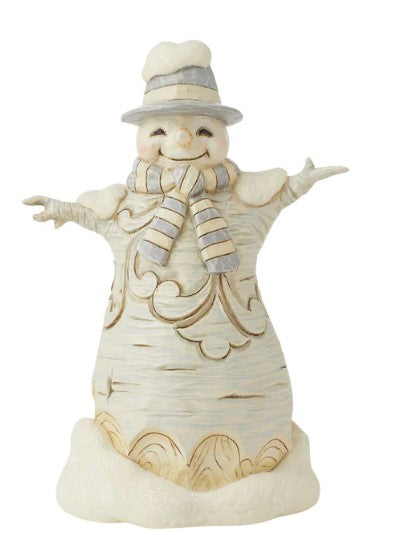 Woodland Carved Snowman Hat Figurine