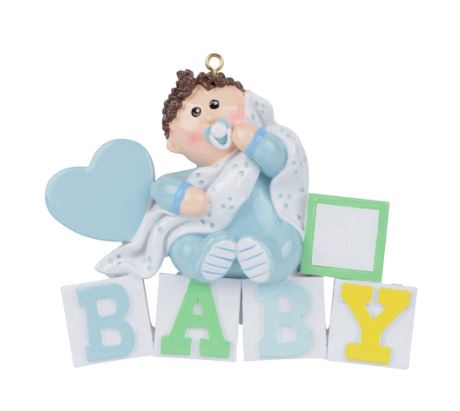 Blue Baby Block Ornament