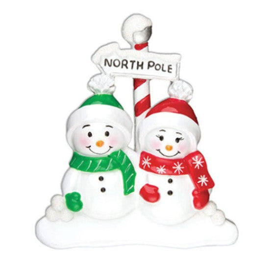 North Pole Ornament Family of 2 Personalized Ornament