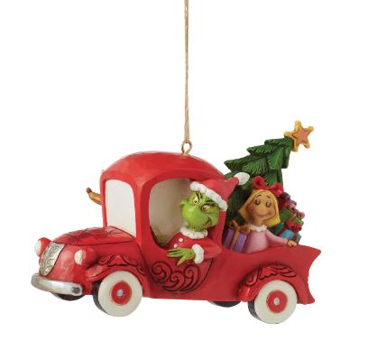 Grinch in Red Truck Ornament