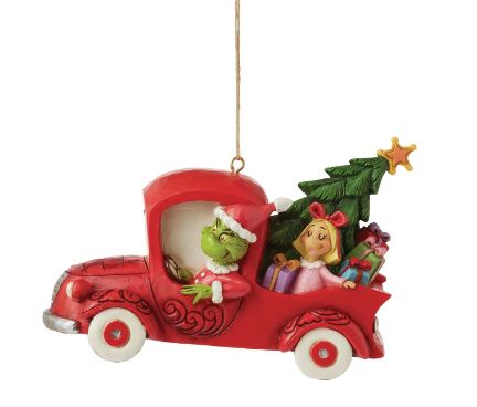 Grinch in Red Truck Ornament