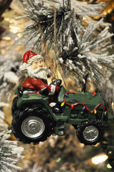 santa in tractor