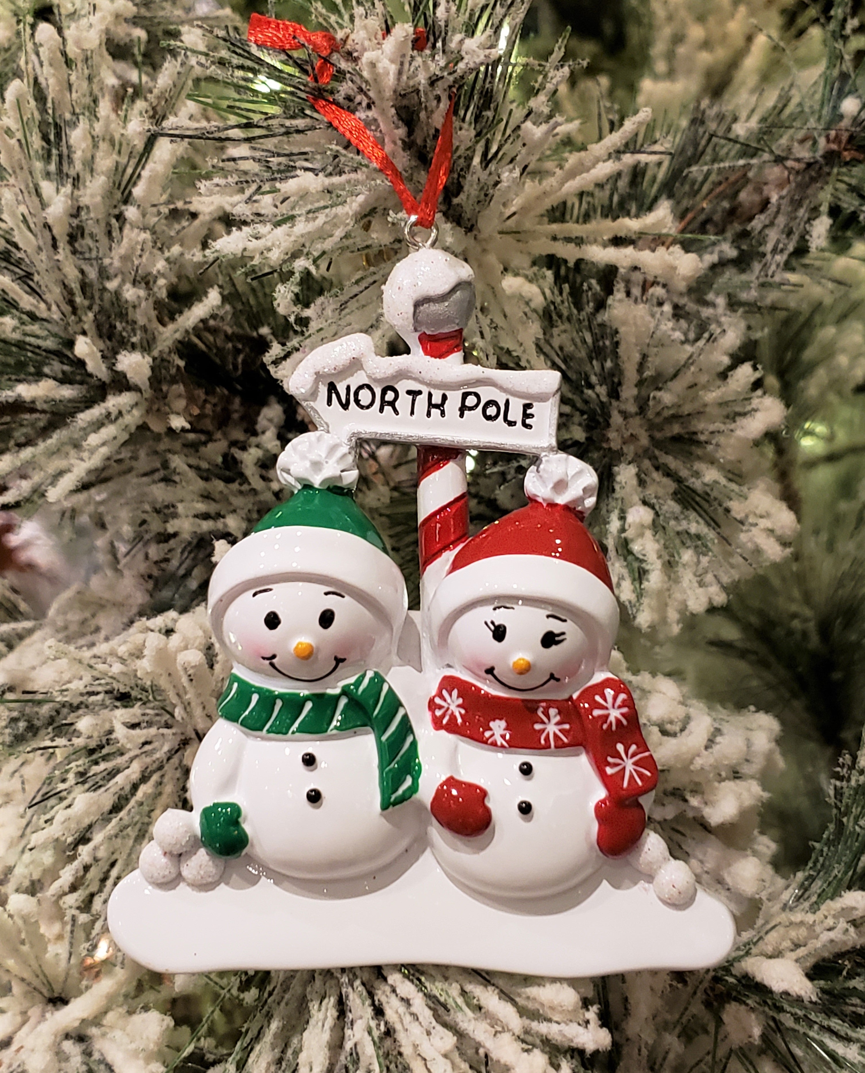 North Pole Ornament Family of 2 Personalized Ornament